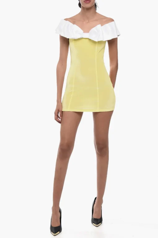 Mini Dress Attillato in Ciniglia con Maxi Fiocco>Adriana Hot Couture New