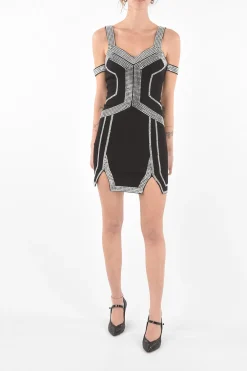 Mini Dress Cold Shoulder con Decorazioni Gioiello>Philipp Plein Sale