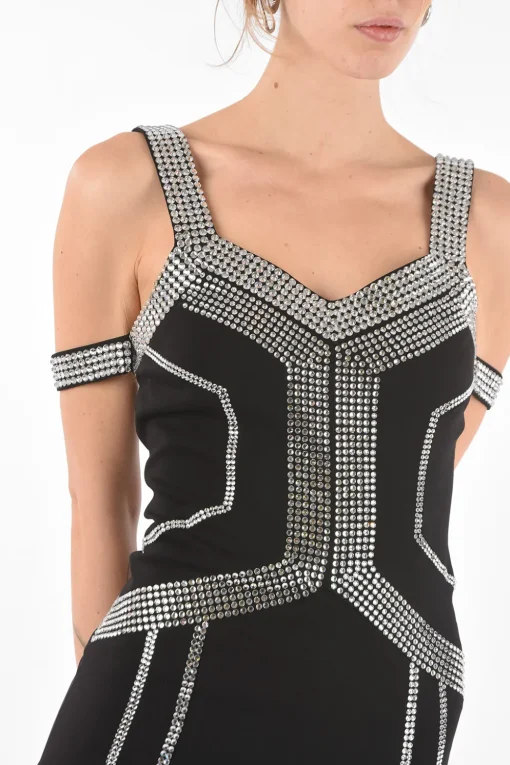 Mini Dress Cold Shoulder con Decorazioni Gioiello>Philipp Plein Sale