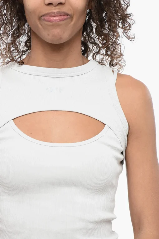 Mini Dress Double-Layer in Tessuto a Coste>Off-White Clearance