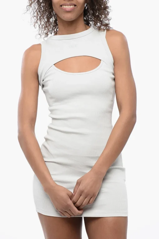 Mini Dress Double-Layer in Tessuto a Coste>Off-White Clearance