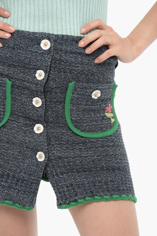 Mini Gonna CHIARA in Lurex con Tasche Frontali e Bottoni Decorativi>Cormio Fashion