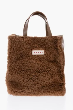 Mini Tote Bag MUSEO con Dettaglio in Shearling>Marni Online