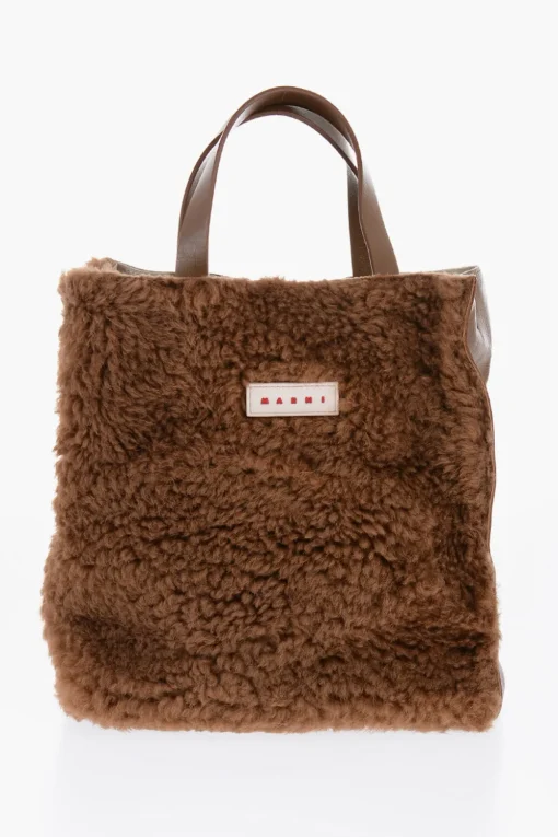 Mini Tote Bag MUSEO con Dettaglio in Shearling>Marni Online