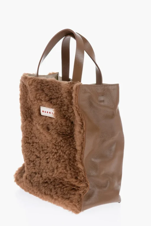 Mini Tote Bag MUSEO con Dettaglio in Shearling>Marni Online