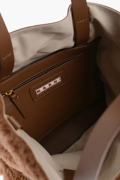 Mini Tote Bag MUSEO con Dettaglio in Shearling>Marni Online