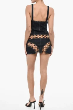Best Mini Vestito in Denim con Dettagli Cut Out Donna Vestiti