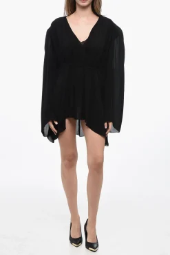 Discount Mini Vestito in Seta con Dettagli Arricciati Donna Vestiti