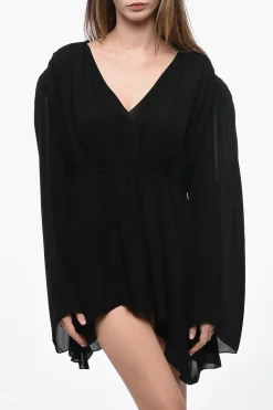 Discount Mini Vestito in Seta con Dettagli Arricciati Donna Vestiti