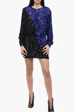 Miniabito Bicolore con Paillettes>Rotate New