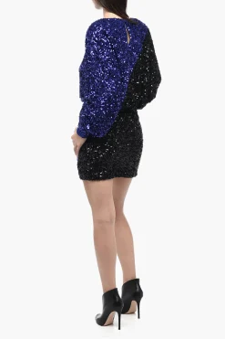 Miniabito Bicolore con Paillettes>Rotate New