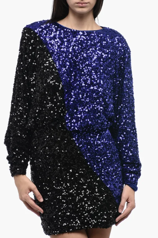 Miniabito Bicolore con Paillettes>Rotate New