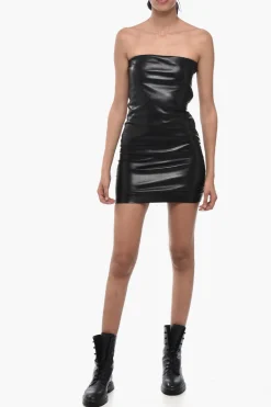 New Miniabito Strapless in Ecopelle Donna Vestiti