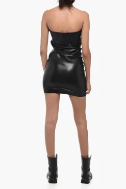 New Miniabito Strapless in Ecopelle Donna Vestiti