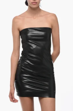 New Miniabito Strapless in Ecopelle Donna Vestiti