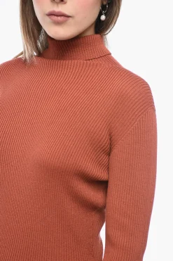 Clearance Minidress a Collo Alto in Lana a Costine Donna Vestiti
