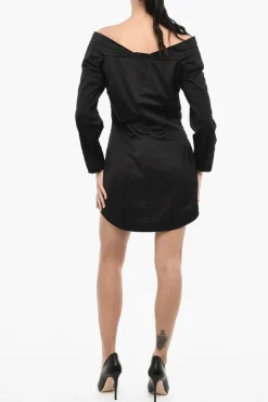 Online Minidress a Tinta Unita in Paillettes con Scollo a Barca Donna Vestiti