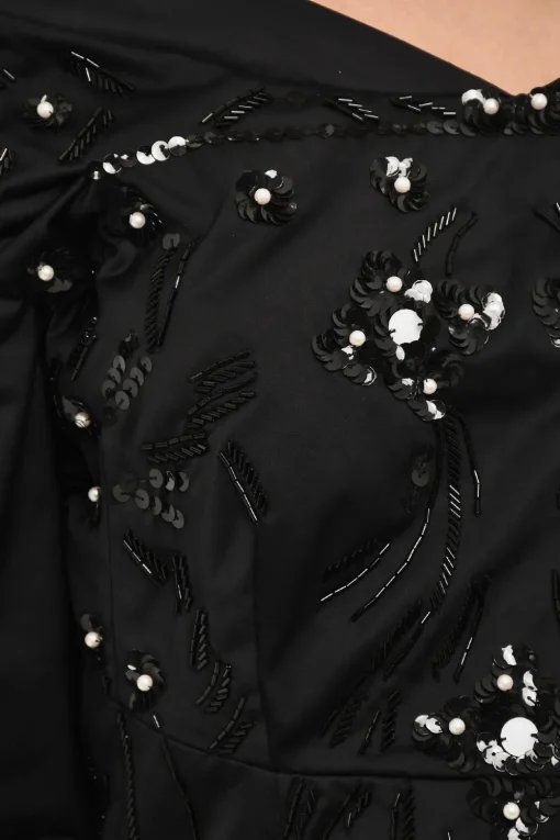 Online Minidress a Tinta Unita in Paillettes con Scollo a Barca Donna Vestiti