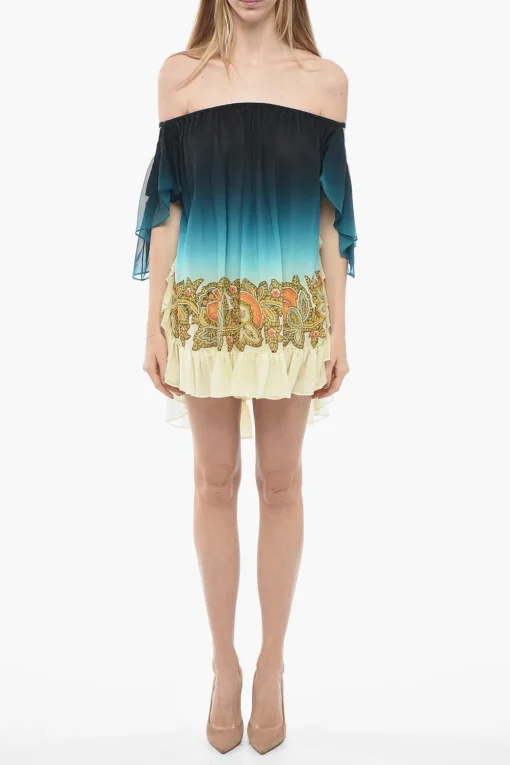 Minidress Drop-Shoulder in Seta con Motivo Degradè>Etro Hot