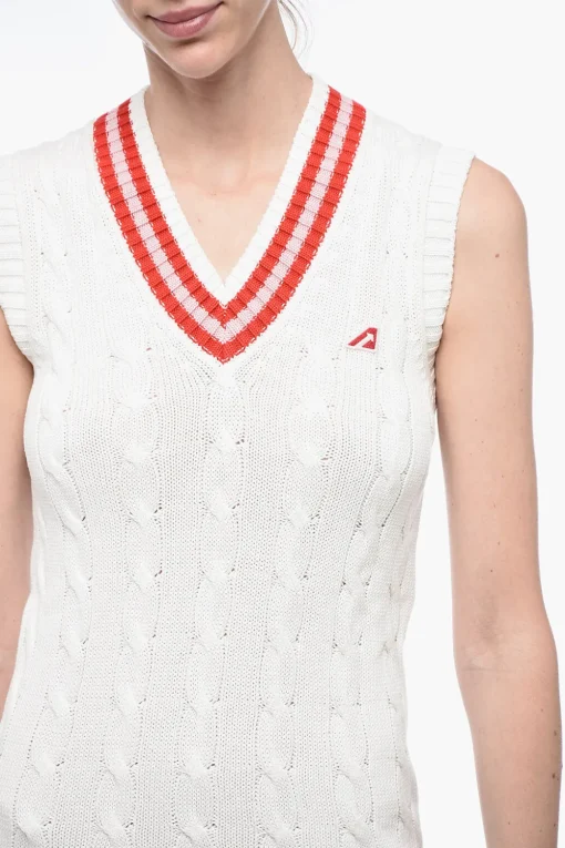 Minidress in Cotone Aran con Scollo a V>Autry Clearance