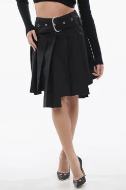 Fashion Minigonna A Pieghe ASYM Con Fibbia Maxi Donna Gonne