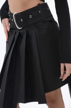 Fashion Minigonna A Pieghe ASYM Con Fibbia Maxi Donna Gonne