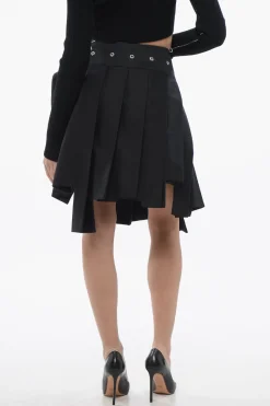 Fashion Minigonna A Pieghe ASYM Con Fibbia Maxi Donna Gonne