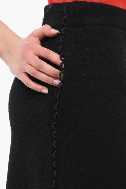 Best Minigonna a Tubino in Misto Lana con Profili Decorati Donna Gonne