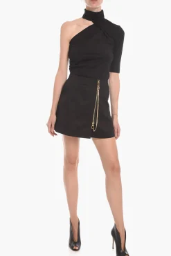 Minigonna a Vita Alta con Chiusura Zip Decentrata></noscript>AZ Factory Outlet