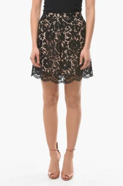 Minigonna Aderente in Pizzo con Sottoveste>Super Blond Outlet
