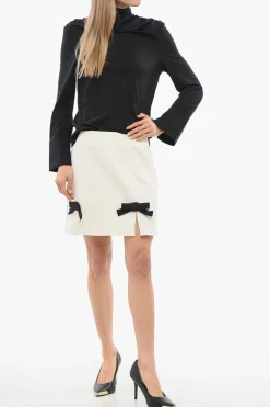 Fashion Minigonna BOW & SLIT con Fiocchi a Contrasto Donna Gonne