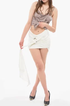 New Minigonna FRAN in Jersey Drappeggiata con Dettaglio Metallico Donna Gonne