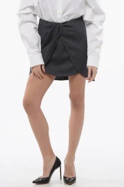 Minigonna Gessata TWIST Con Doppio Strato>Off-White Clearance