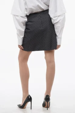 Minigonna Gessata TWIST Con Doppio Strato>Off-White Clearance