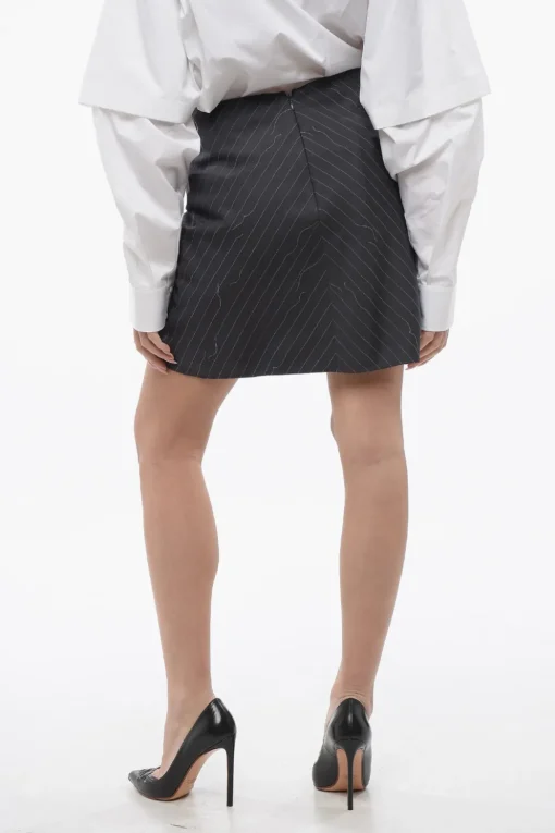 Minigonna Gessata TWIST Con Doppio Strato>Off-White Clearance