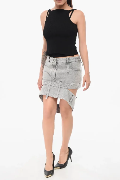 Minigonna in Denim con Cut-out>The Attico Best