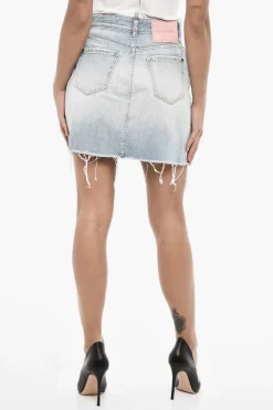 Minigonna In Denim Effetto Distressed>Dsquared2 Hot
