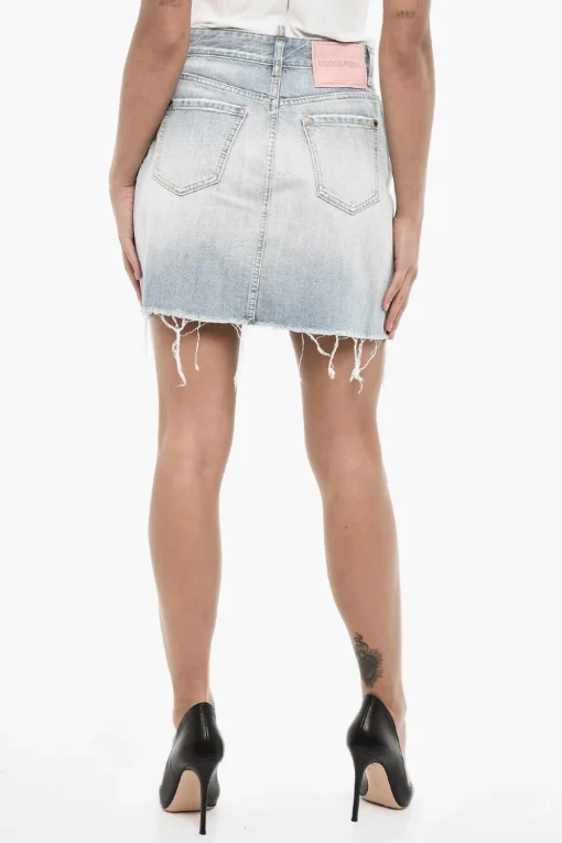 Minigonna In Denim Effetto Distressed>Dsquared2 Hot