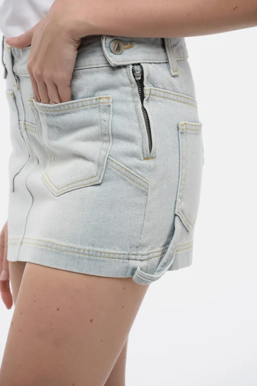 Discount Minigonna in Denim Lavaggio Chiaro con Zip Laterale Donna Gonne