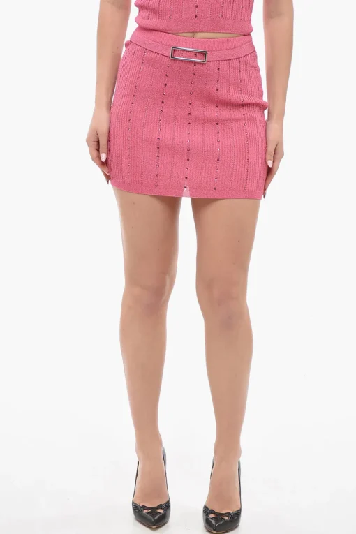 Minigonna in Lurex con Cristalli e Fibbia>Alessandra Rich Outlet