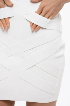 Minigonna in Maglia BONDAGE con Dettaglio Tape></noscript>Balmain Best