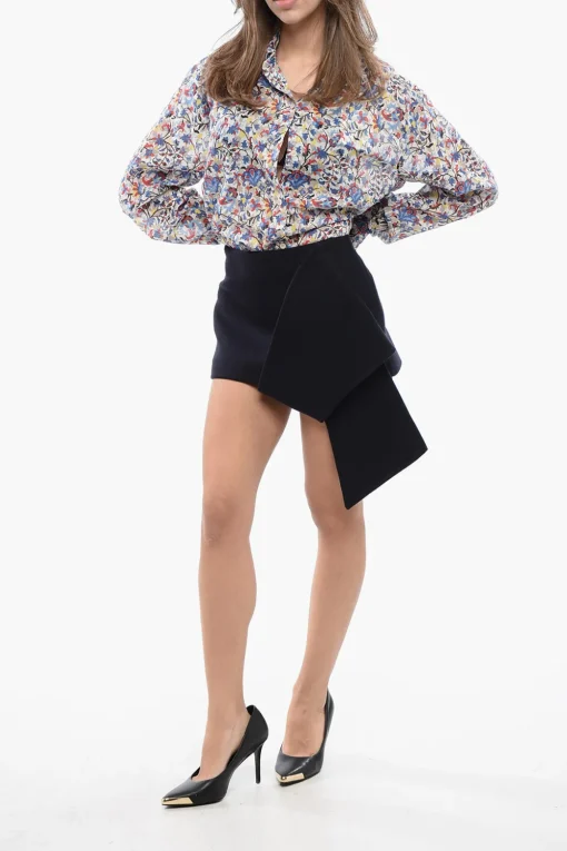 Minigonna in Misto Cashmere con Design Nodo>Prada Sale