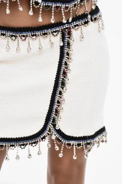 Minigonna In Misto Cotone con Finiture in Gioielli></noscript>Dsquared2 Outlet