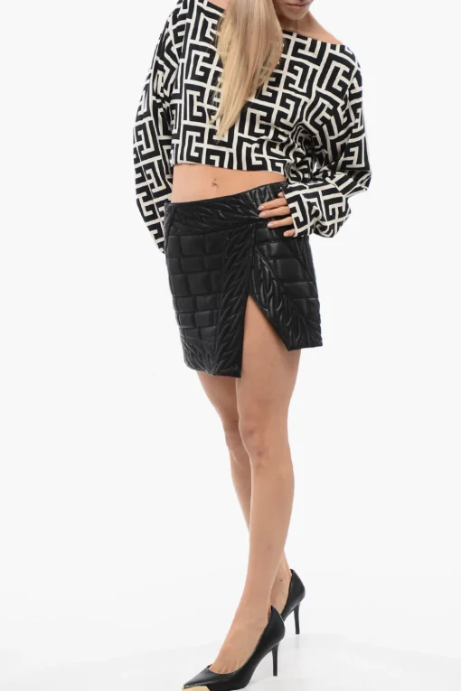New Minigonna In Pelle Trapuntata Donna Gonne
