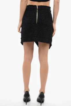 Minigonna in Tweed con Bottoni Logati>Balmain New