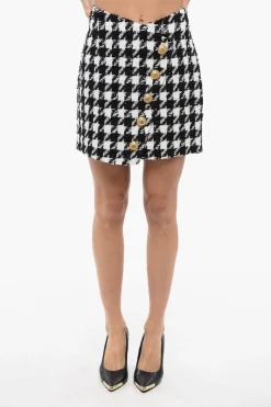 Outlet Minigonna in Tweed con Motivo Pied de Poule Donna Gonne