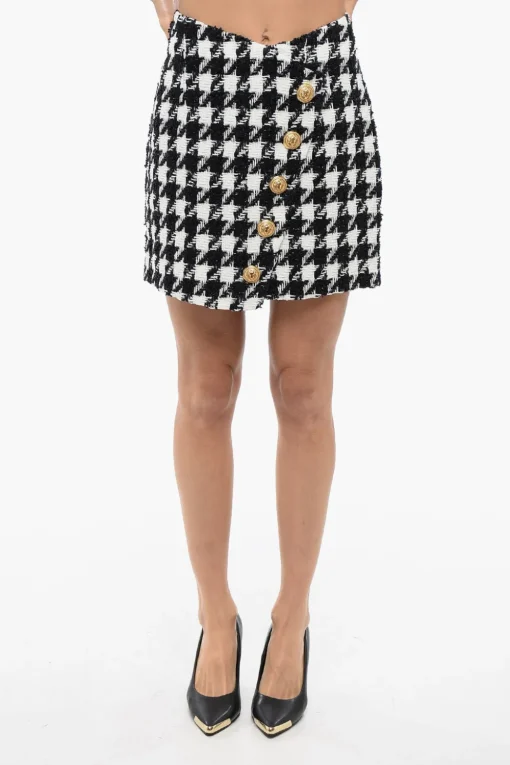 Outlet Minigonna in Tweed con Motivo Pied de Poule Donna Gonne