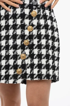 Outlet Minigonna in Tweed con Motivo Pied de Poule Donna Gonne