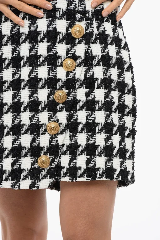 Outlet Minigonna in Tweed con Motivo Pied de Poule Donna Gonne