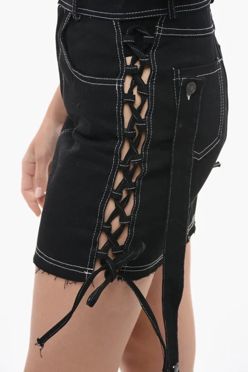 Discount Minigonna in Twill con Dettagli Lace-Up Donna Gonne